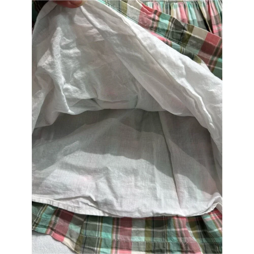 GapKids Plaid Cotton Dress Girls XL 12 Pink Mint Sleeveless Spring